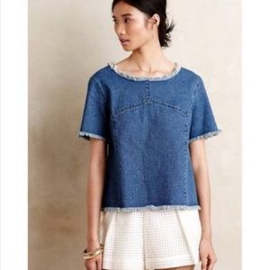 Anthropologie Blue Short Sleeve Top